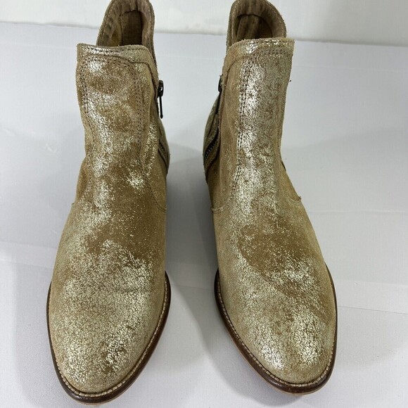 Seychelles Antropología Lucky Penny Distressed Metallic Gold Ankle Boot Size 6.5 - Picture 2 of 12